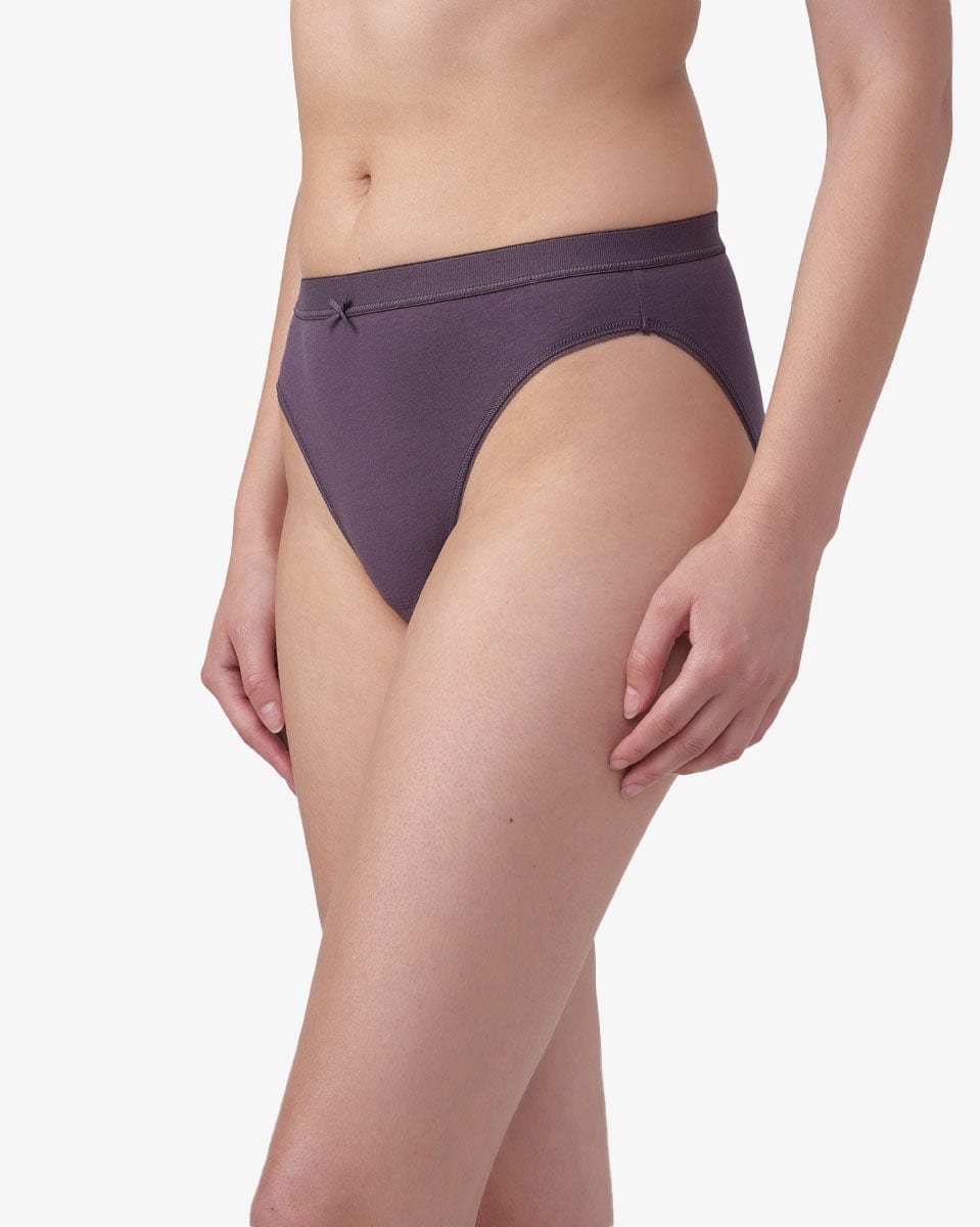 תחתון כותנה ביקיני הי-לג - CHOCOLATE – תמונה 2