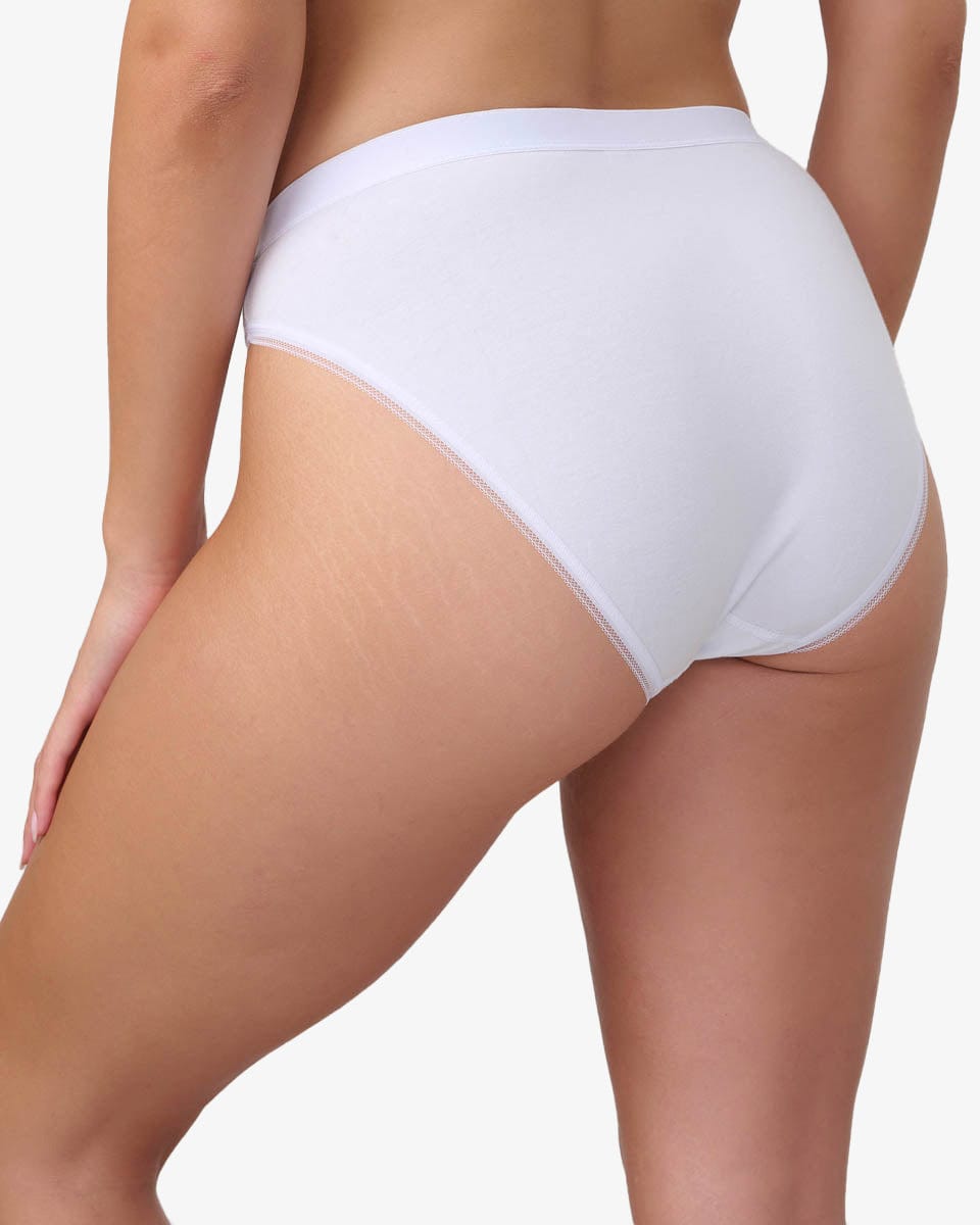 תחתון כותנה ביקיני הי-לג - WHITE – תמונה 3