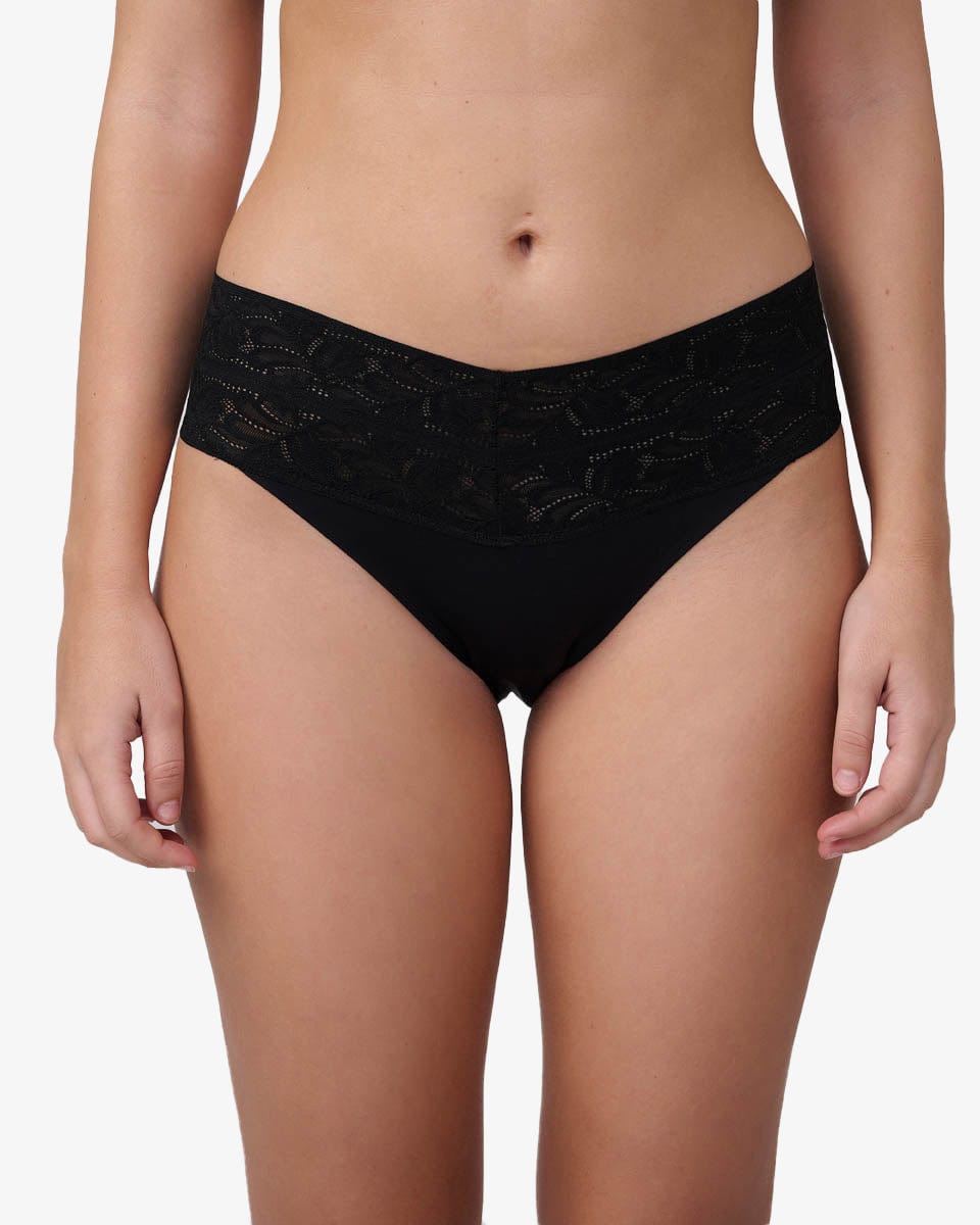 תחתוני ביקיני Invisible בשילוב תחרה - BLACK – תמונה 1