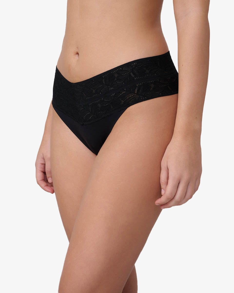 תחתוני ביקיני Invisible בשילוב תחרה - BLACK – תמונה 2