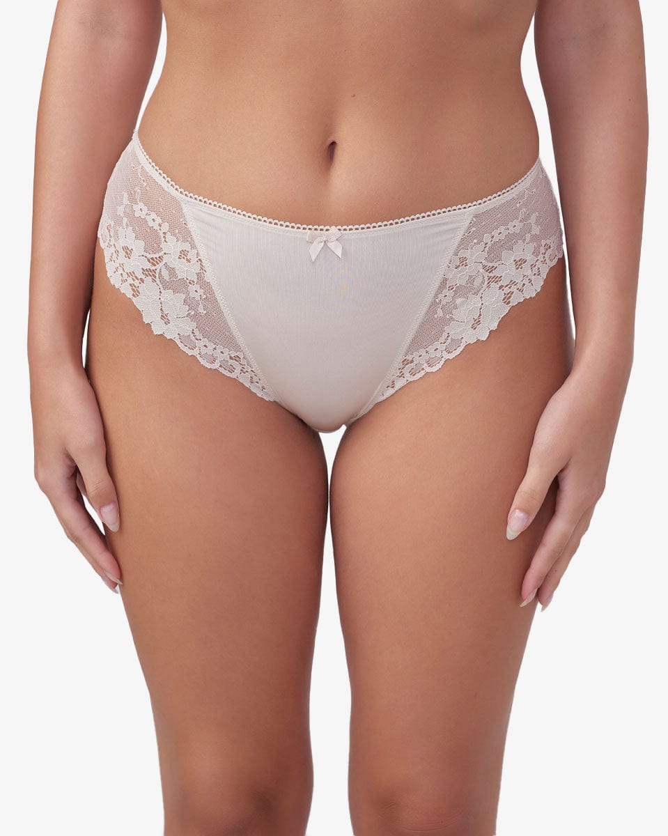 תחתון מיקרופייבר ביקיני בשילוב תחרה - NATURAL – תמונה 1