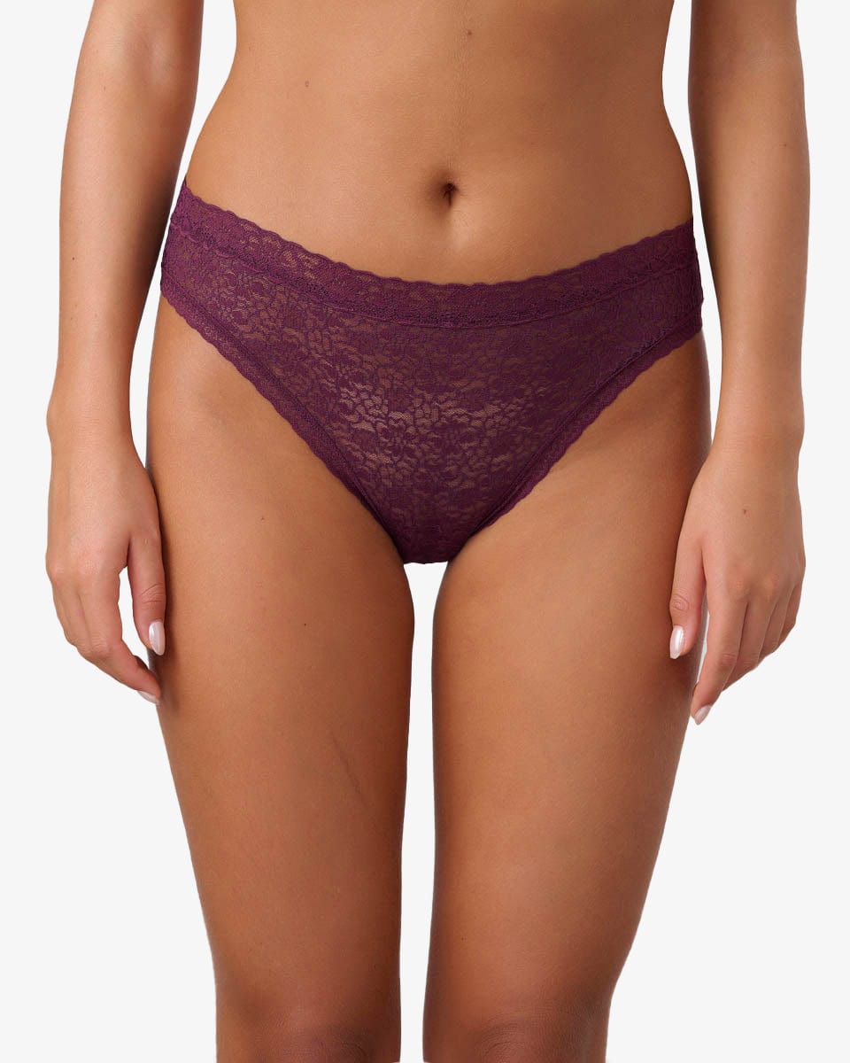 תחתון תחרה ביקיני - BURGUNDY – תמונה 2