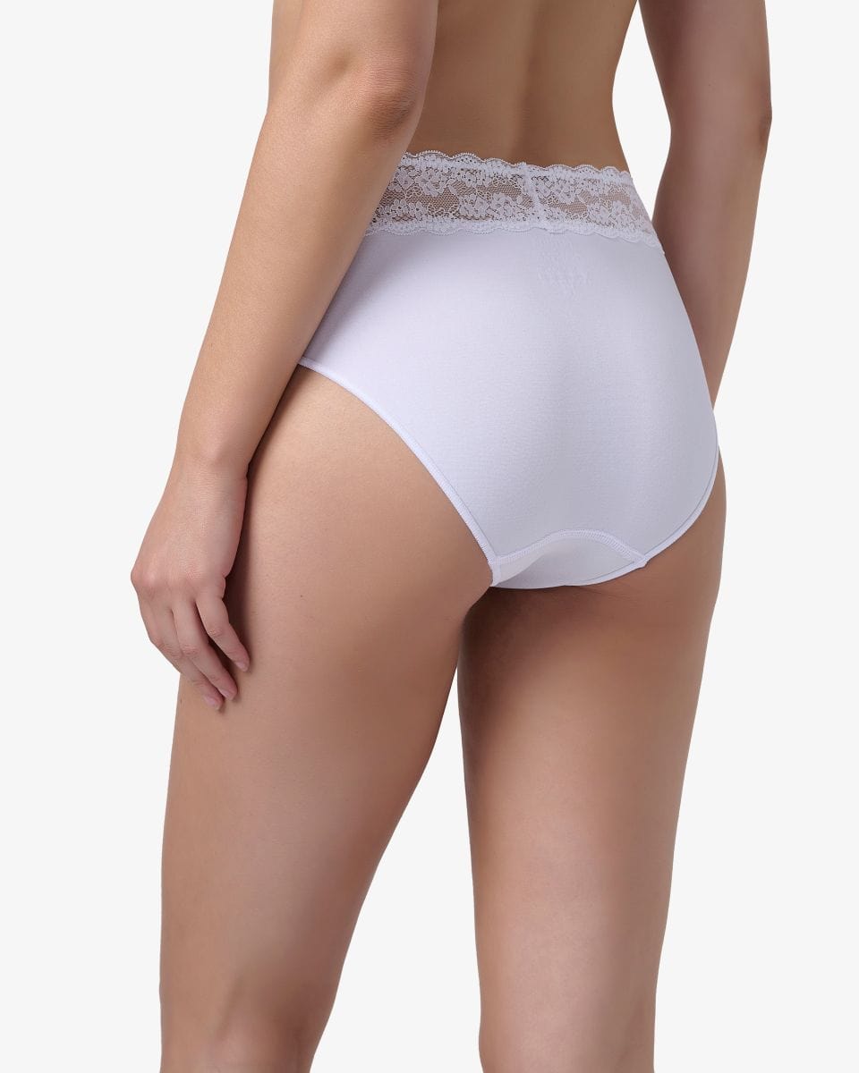 תחתון סימלס מידי בשילוב תחרה רחבה - WHITE – תמונה 2