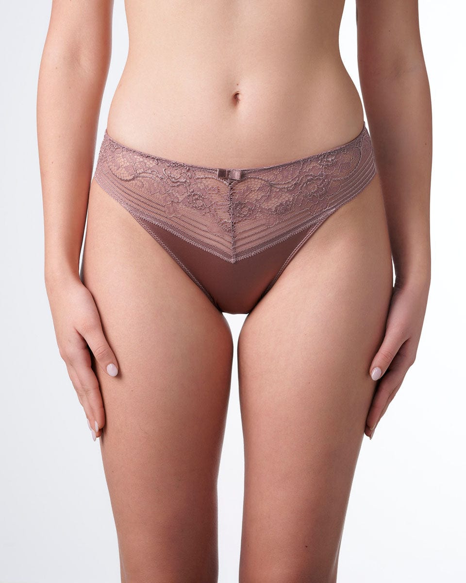 תחתון ביקיני מיקרו סרט תחרה ישר - DESERT ROSE – תמונה 1