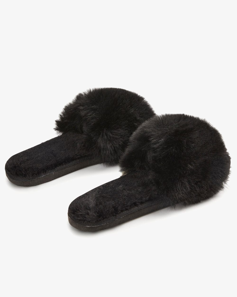 נעל בית פתוחה מאחור שילוב פרווה - BLACK