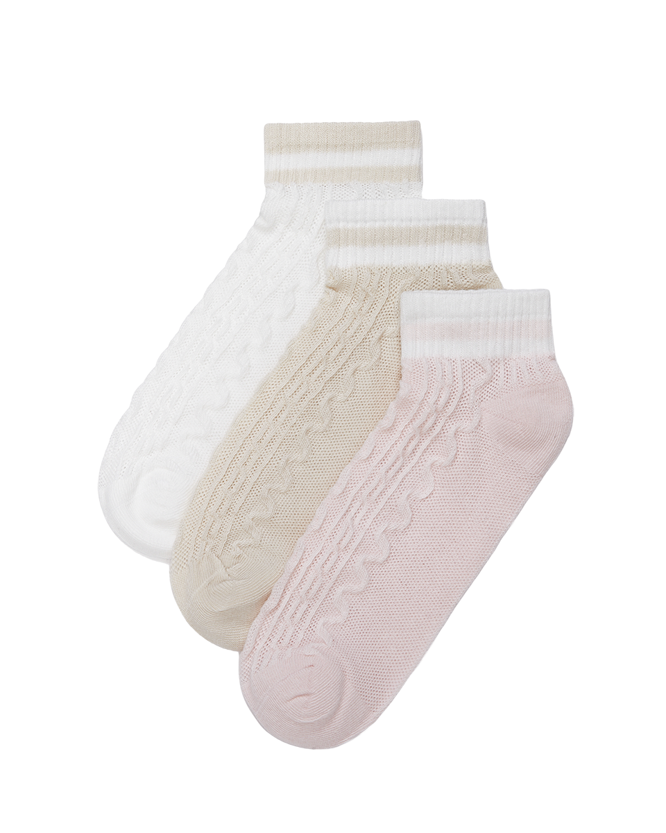 מארז 3 זוגות קרסוליות צמות ללא תפר - MIX