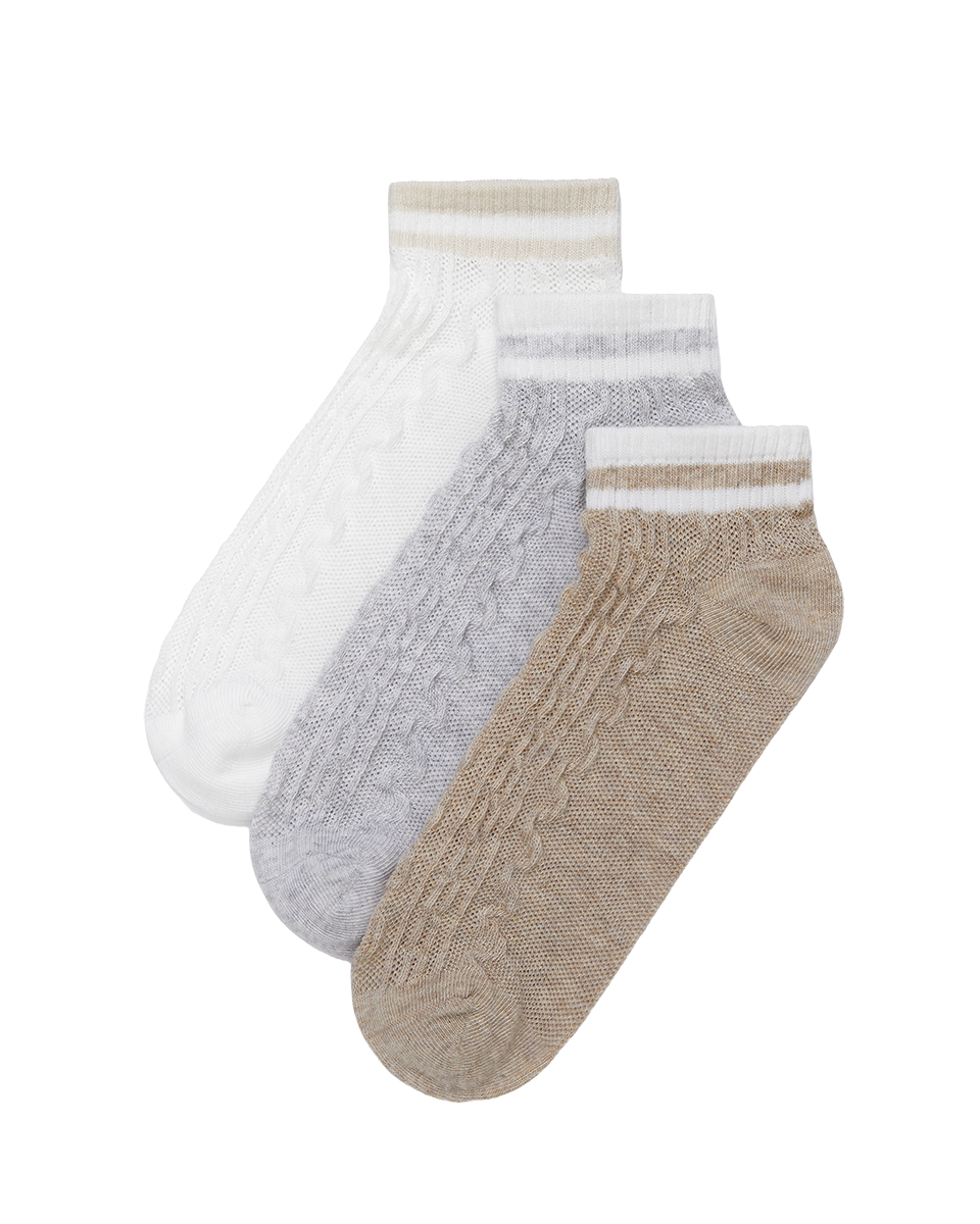 מארז 3 זוגות קרסוליות צמות ללא תפר - MIX