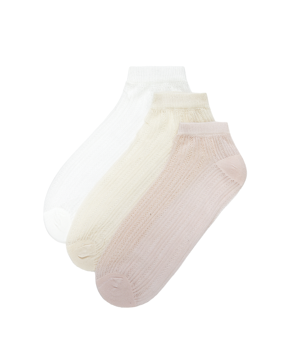 מארז 3 זוגות קרסוליות ג'קארד פוינטל ללא תפר - MIX