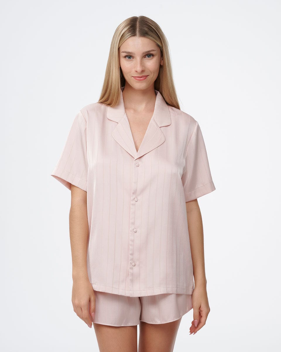 סט פיג'מה סאטן פסים - PEARL – תמונה 1