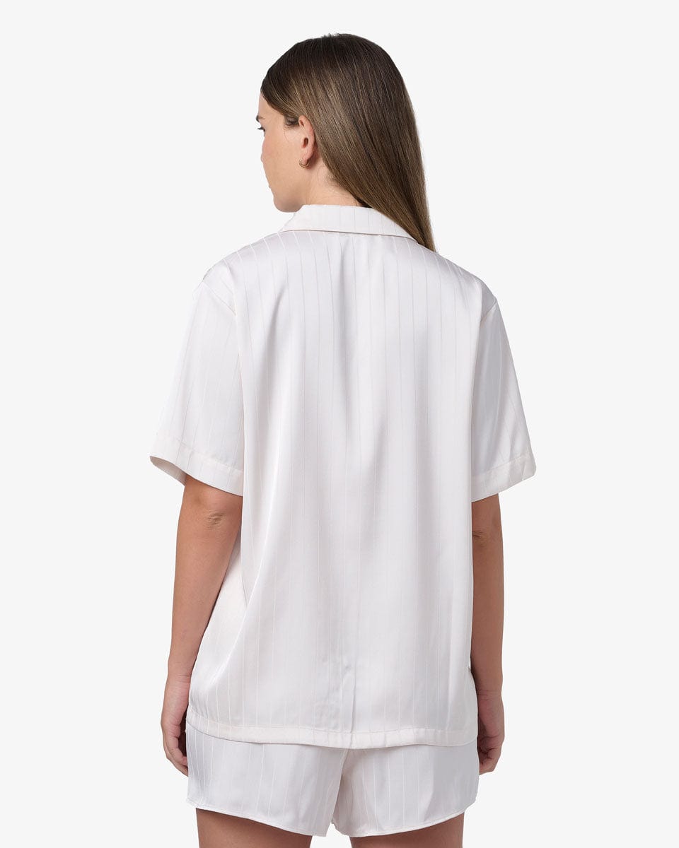 סט פיג'מה סאטן פסים - VANILLA – תמונה 3