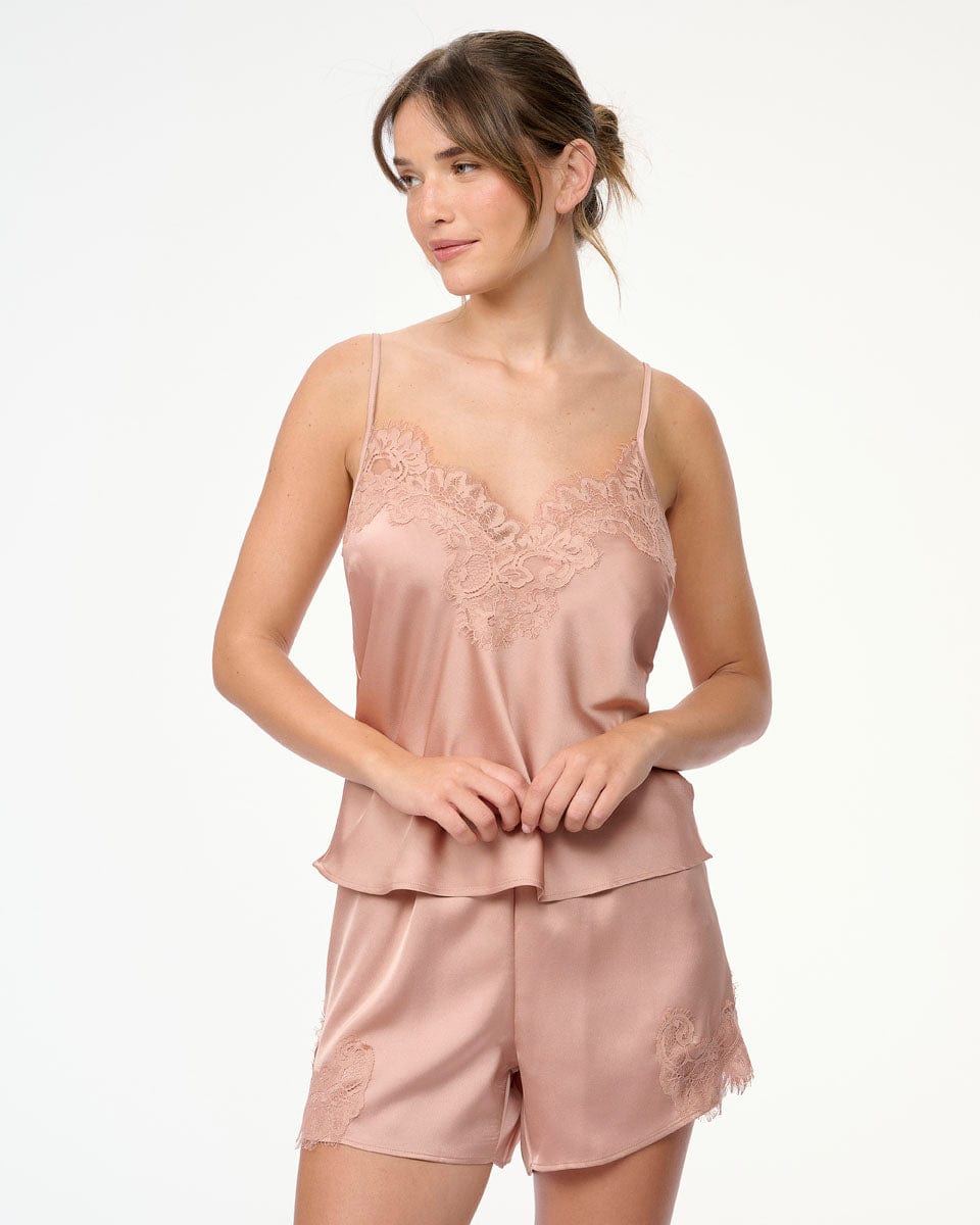 סט בייבי דול סאטן בשילוב תחרה עשירה - GOLD – תמונה 1