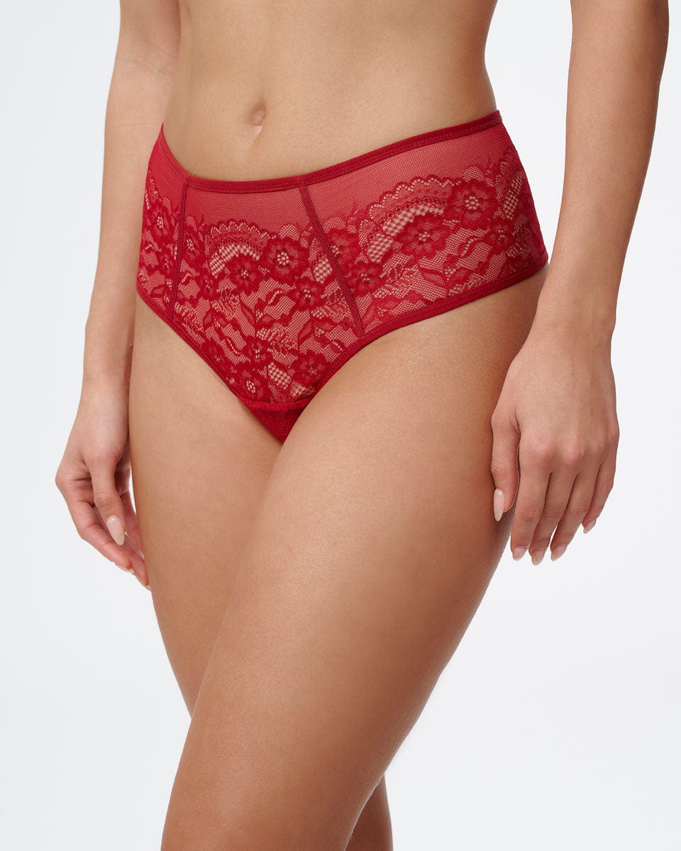 תחתון חוטיני גבוה מתחרה עדינה - RUBY RED – תמונה 2