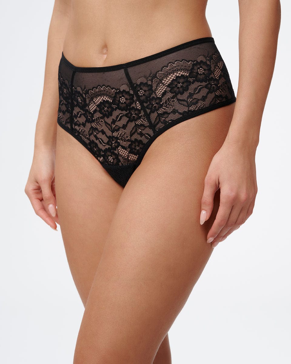 תחתון חוטיני גבוה מתחרה עדינה - BLACK – תמונה 2