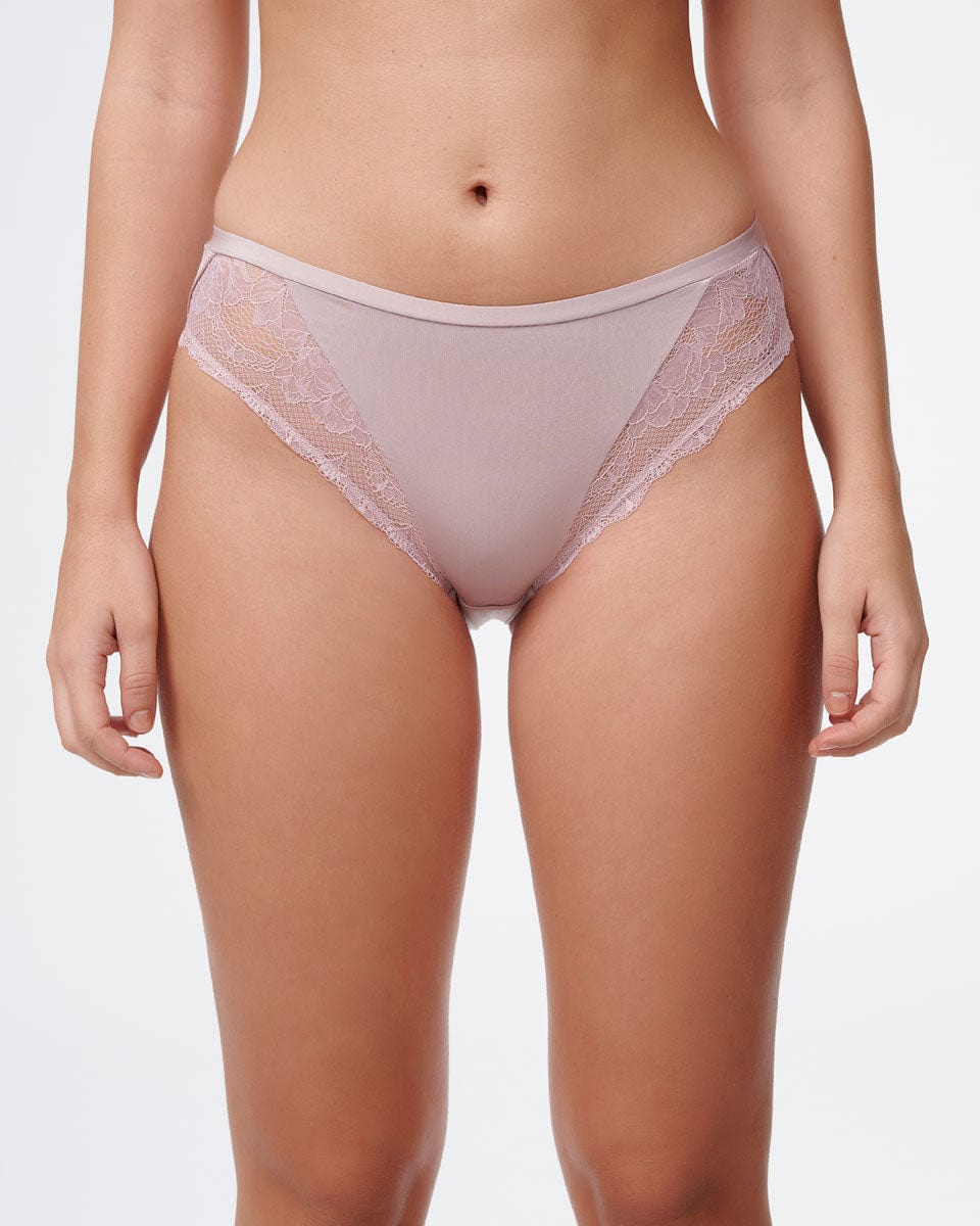 תחתון ביקיני בשילוב בד מיקרו ותחרה עדינה - DEEP BLUSH – תמונה 1