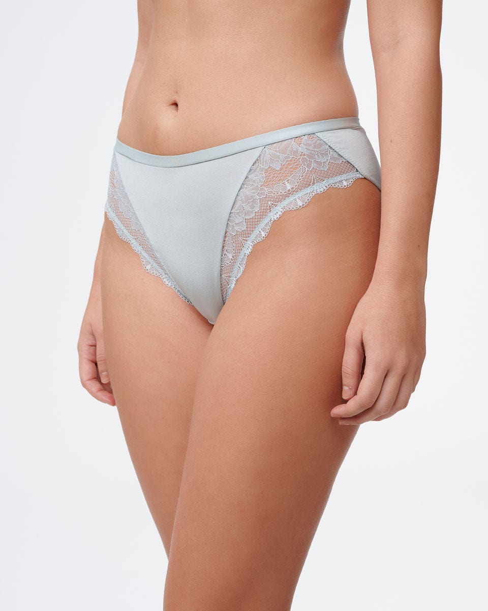 תחתון ביקיני בשילוב בד מיקרו ותחרה עדינה - MINERAL GREEN – תמונה 2