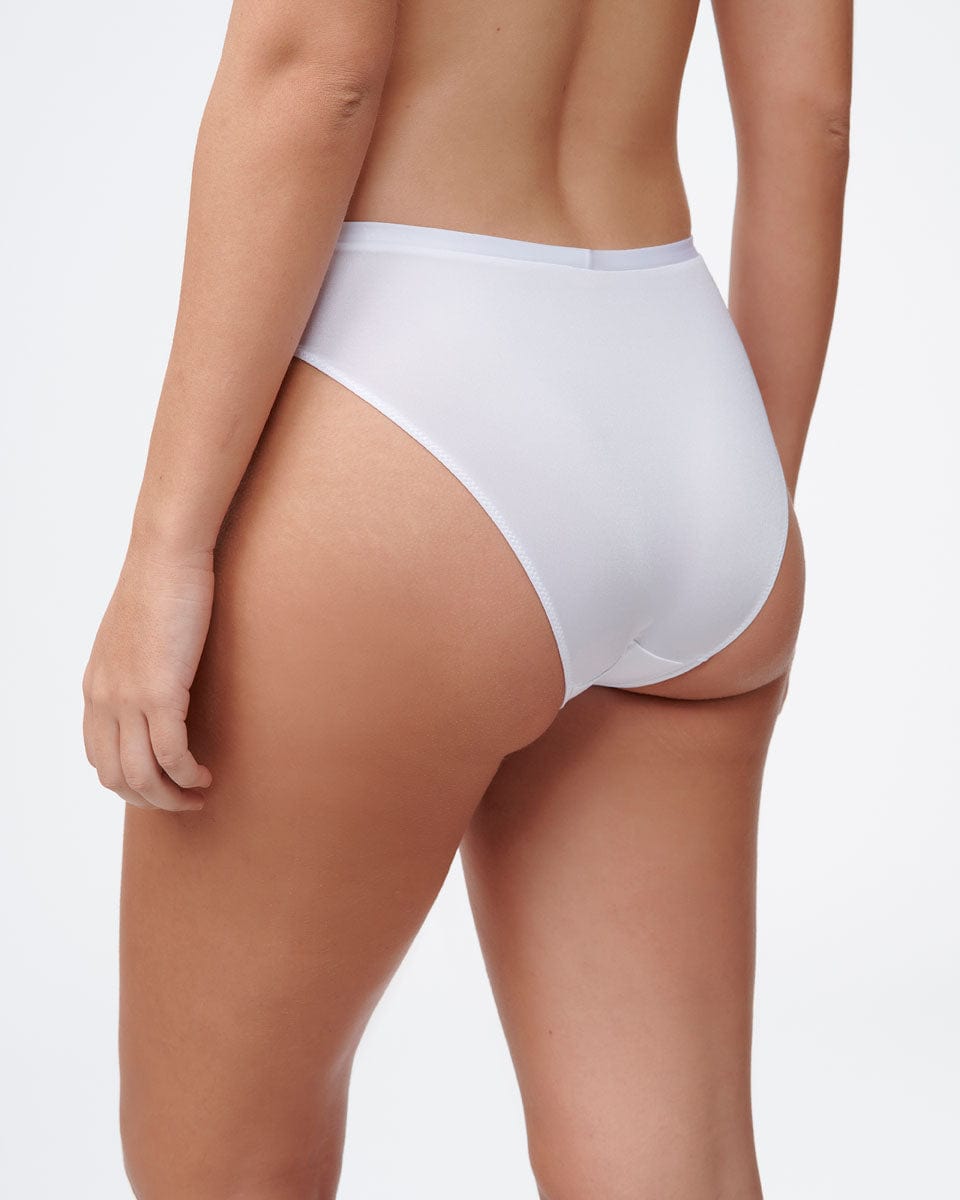 תחתון ביקיני בשילוב בד מיקרו ותחרה עדינה - WHITE – תמונה 3