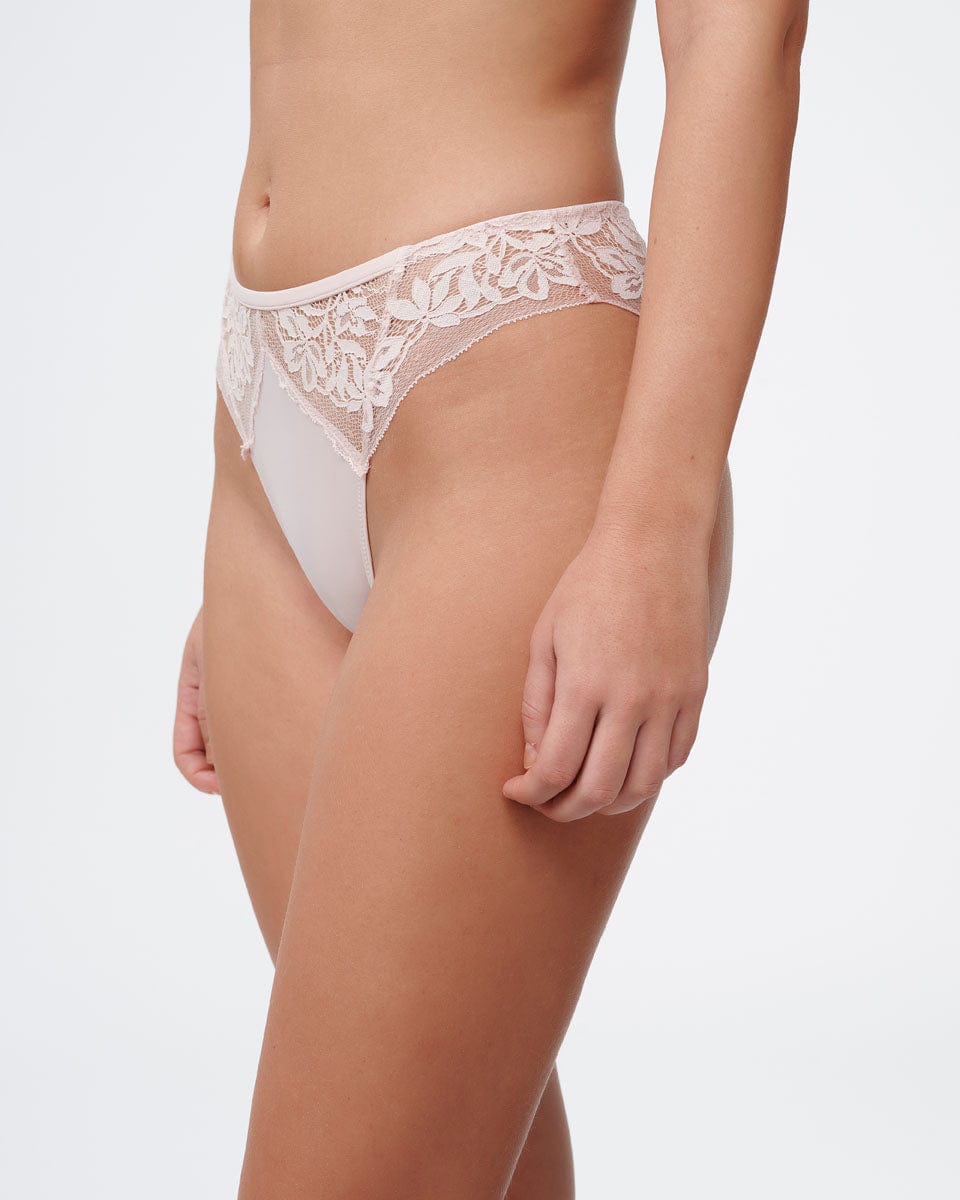 תחתון בגזרת ביקיני מתחרה פרחונית רומנטית - PALE PINK – תמונה 2