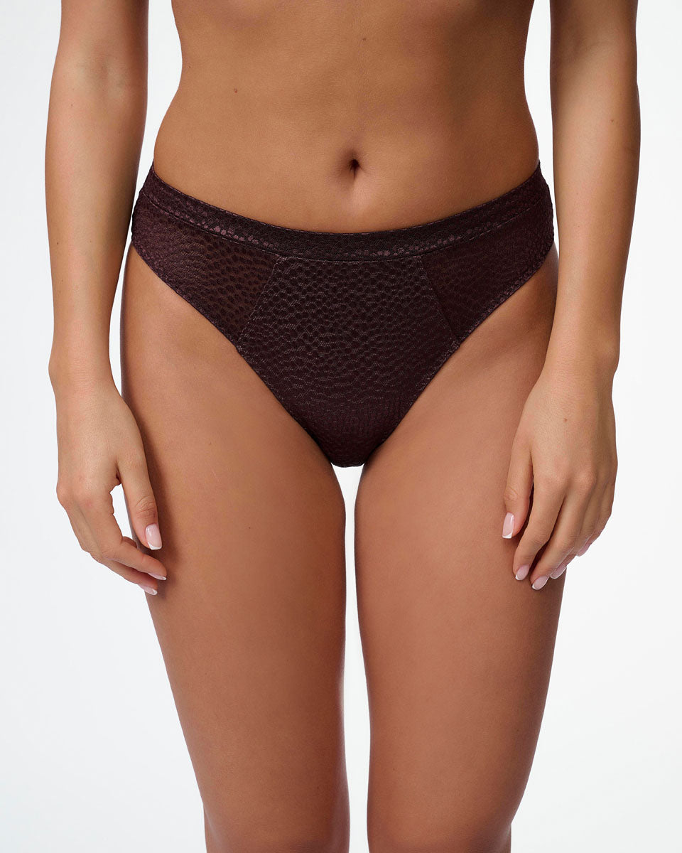 תחתון ביקיני בשילוב בד ג'קארד בדוגמת נמר