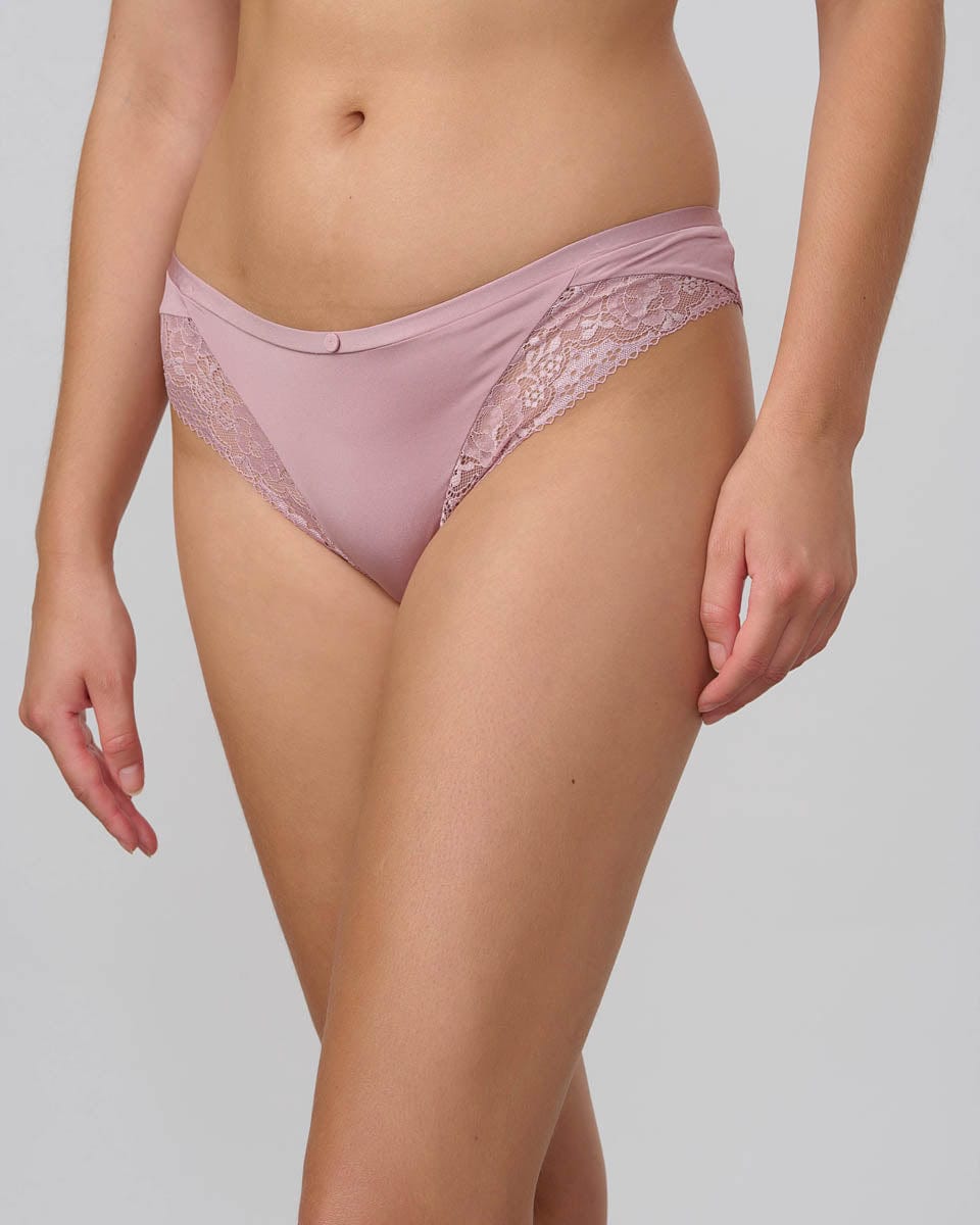 תחתון ברזילאי ממיקרו בשילוב תחרה - VIOLET – תמונה 2