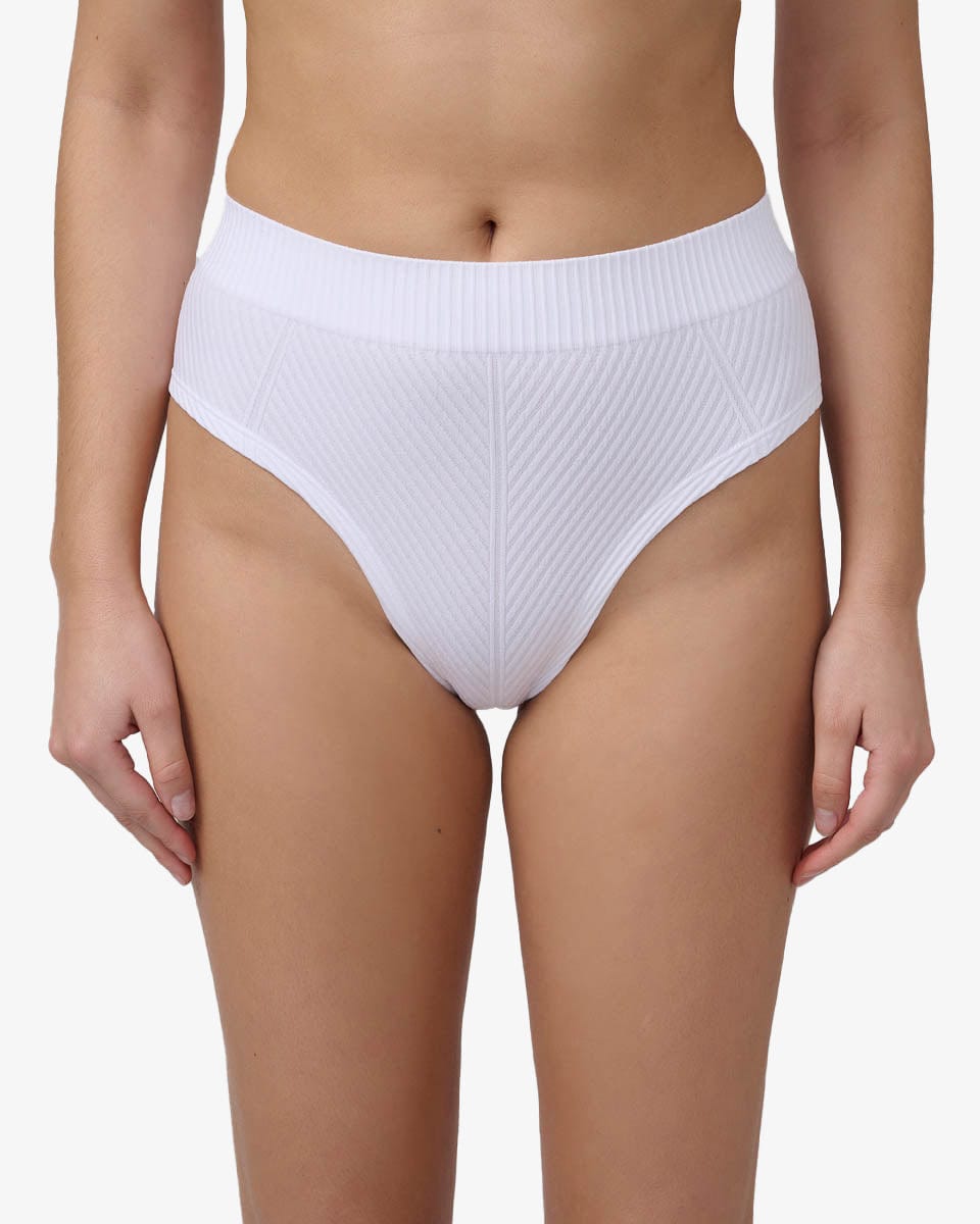 תחתון מידי ריב אלכסוני סימלס - WHITE – תמונה 1