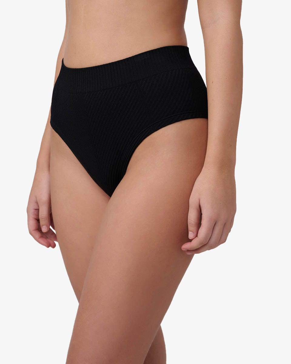 תחתון מידי ריב אלכסוני סימלס - BLACK – תמונה 2