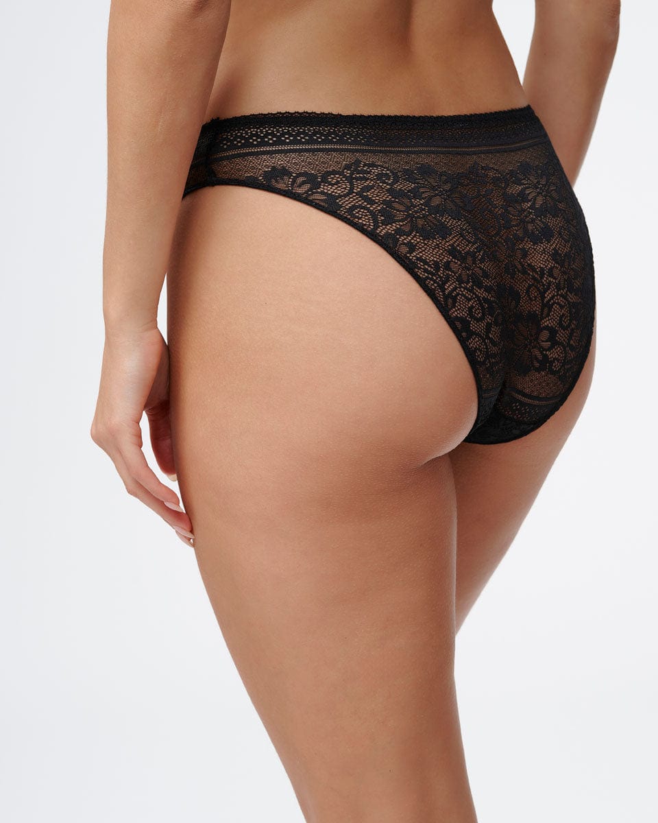 תחתון תחרה ביקני בגזרת V - BLACK – תמונה 3