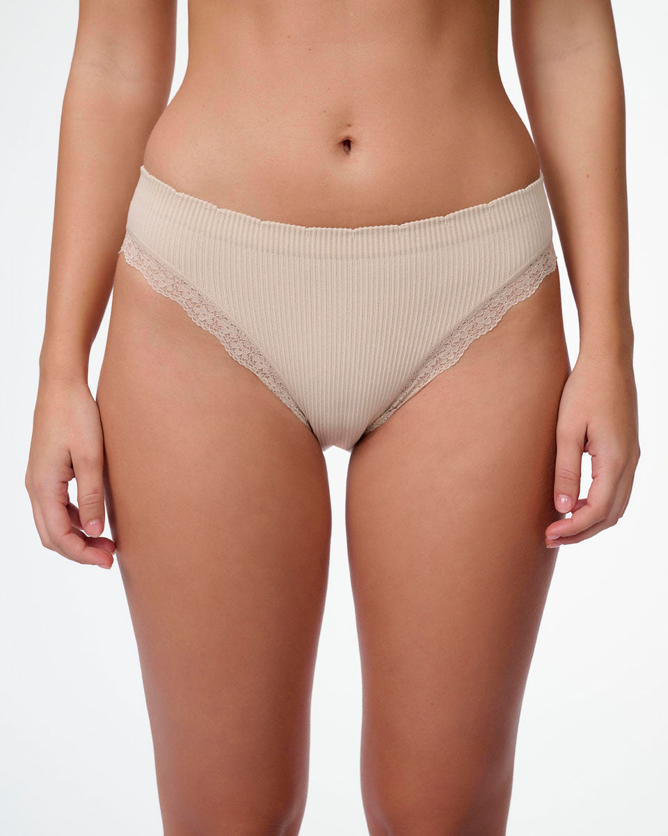 תחתון סימלס ריב ביקיני עם תחרה עדינה