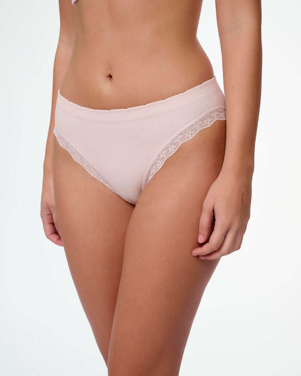 תחתון סימלס ריב ביקיני עם תחרה עדינה