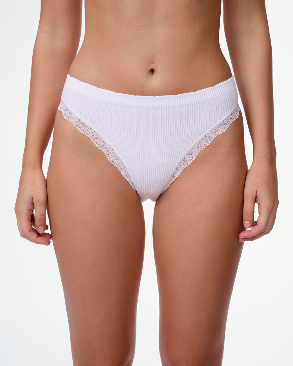 תחתון סימלס ריב ביקיני עם תחרה עדינה