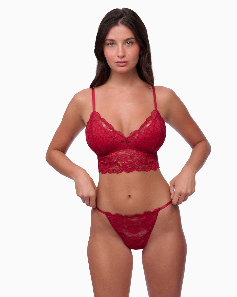 תחתון חוטיני חוט תחרה - RUBY RED