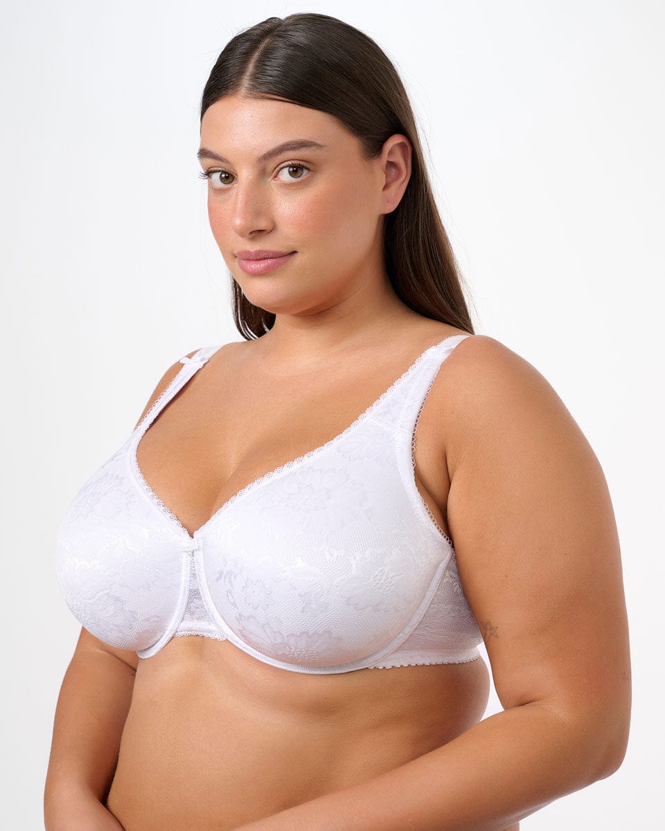 חזיית מינימייזר ללא ריפוד מבד זקארד עם ברזלים - WHITE – תמונה 2