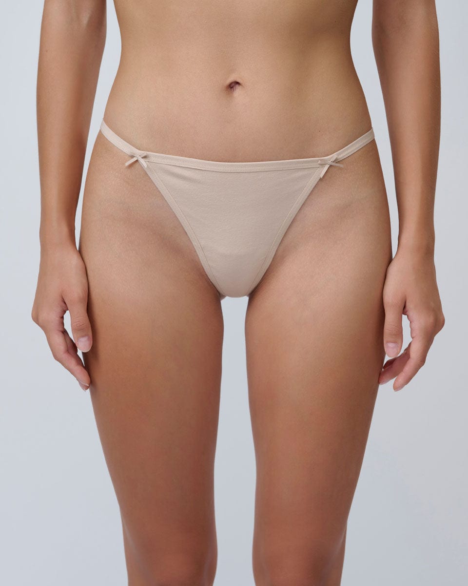 תחתון כותנה חוטיני חוט - NATURAL – תמונה 1