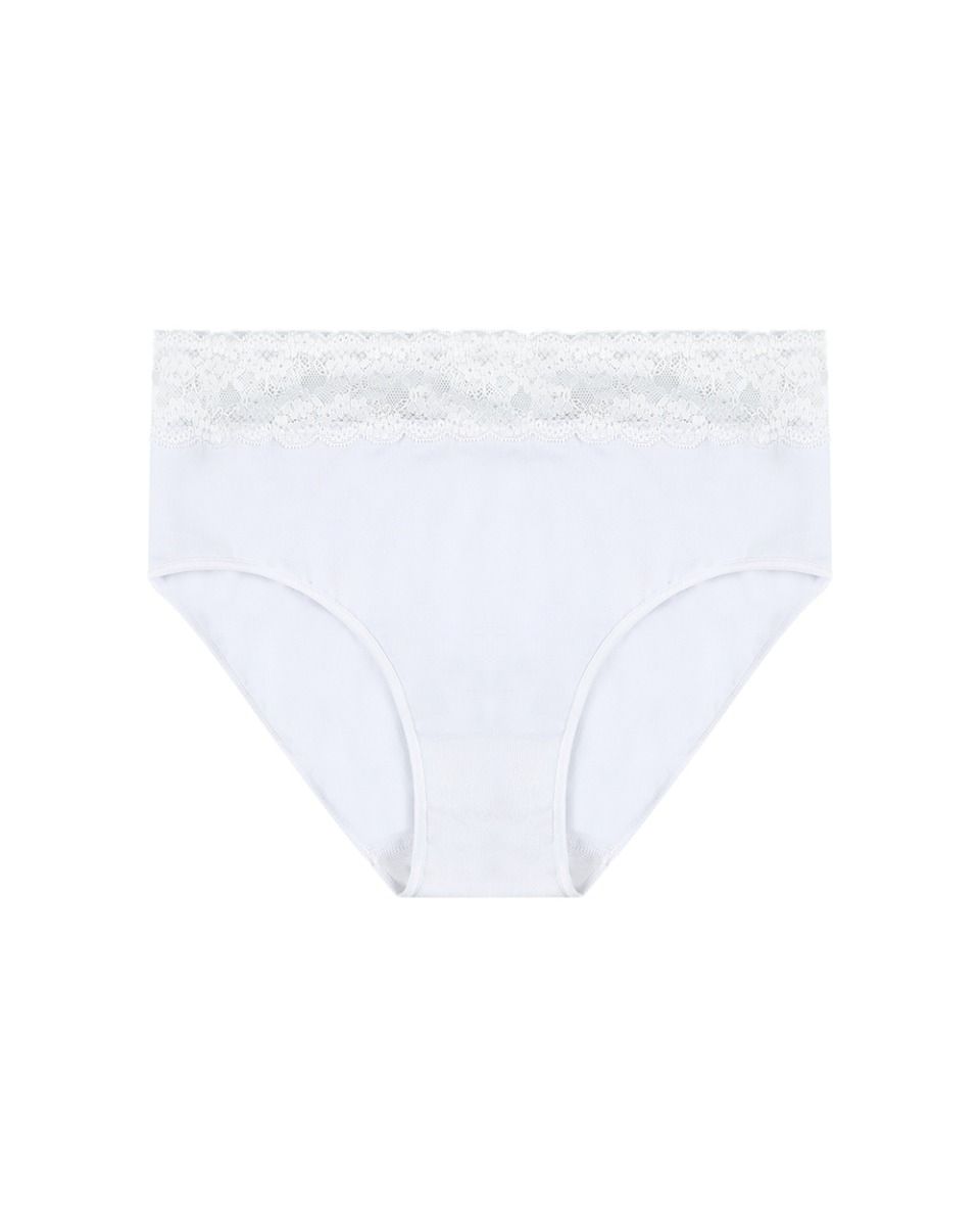 תחתון סימלס מידי בשילוב תחרה רחבה - WHITE – תמונה 3