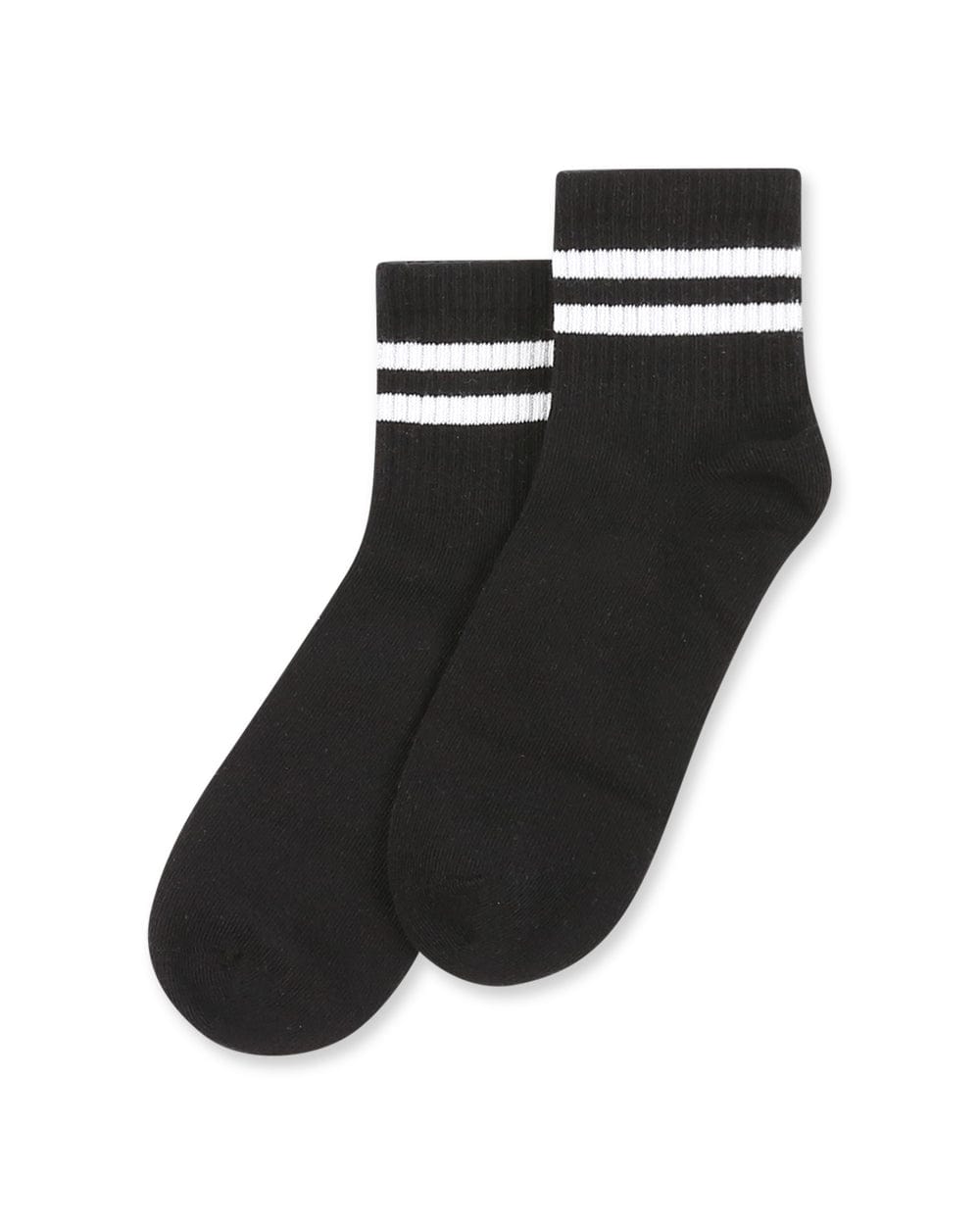 מארז 2 זוגות גרבי ספורט עם פסים ללא תפר באורך QUARTER - BLACK – תמונה 1