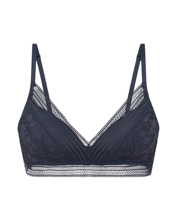 חזייה מרופדת ללא ברזלים  מתחרה רומנטית פרחונית - DENIM