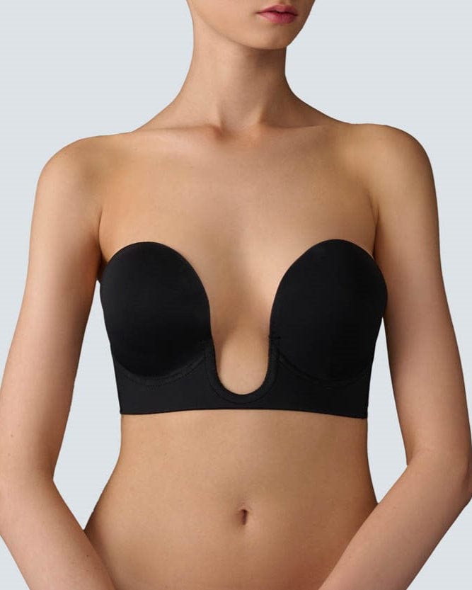 חזיית פוש אפ  נדבקת עם מחשוף U עמוק - BLACK – תמונה 1