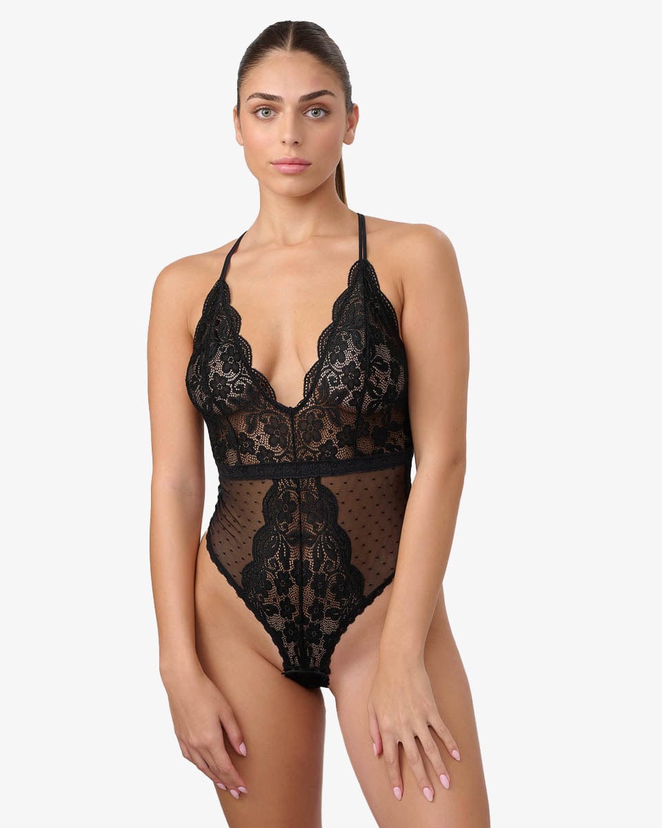 בגד גוף חוטיני סקסי מתחרה ורשת - BLACK – תמונה 2