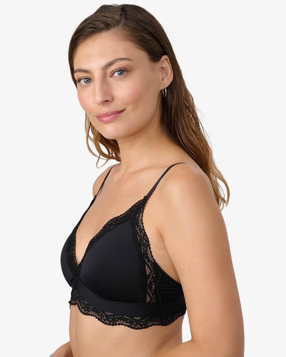 ברלט מיקרופייבר בשילוב תחרה עם קאפ נשלף - BLACK – תמונה 2