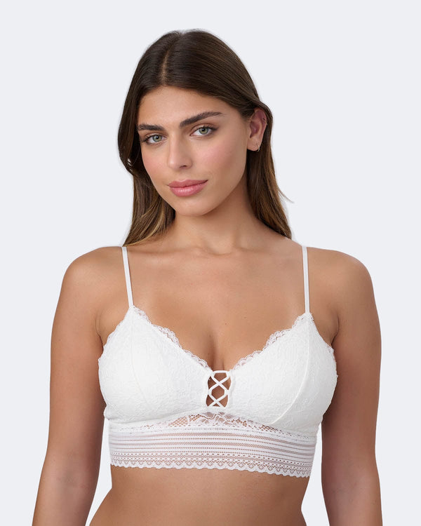 ברלט תחרה עם קאפ נשלף - LIGHT IVORY – תמונה 1