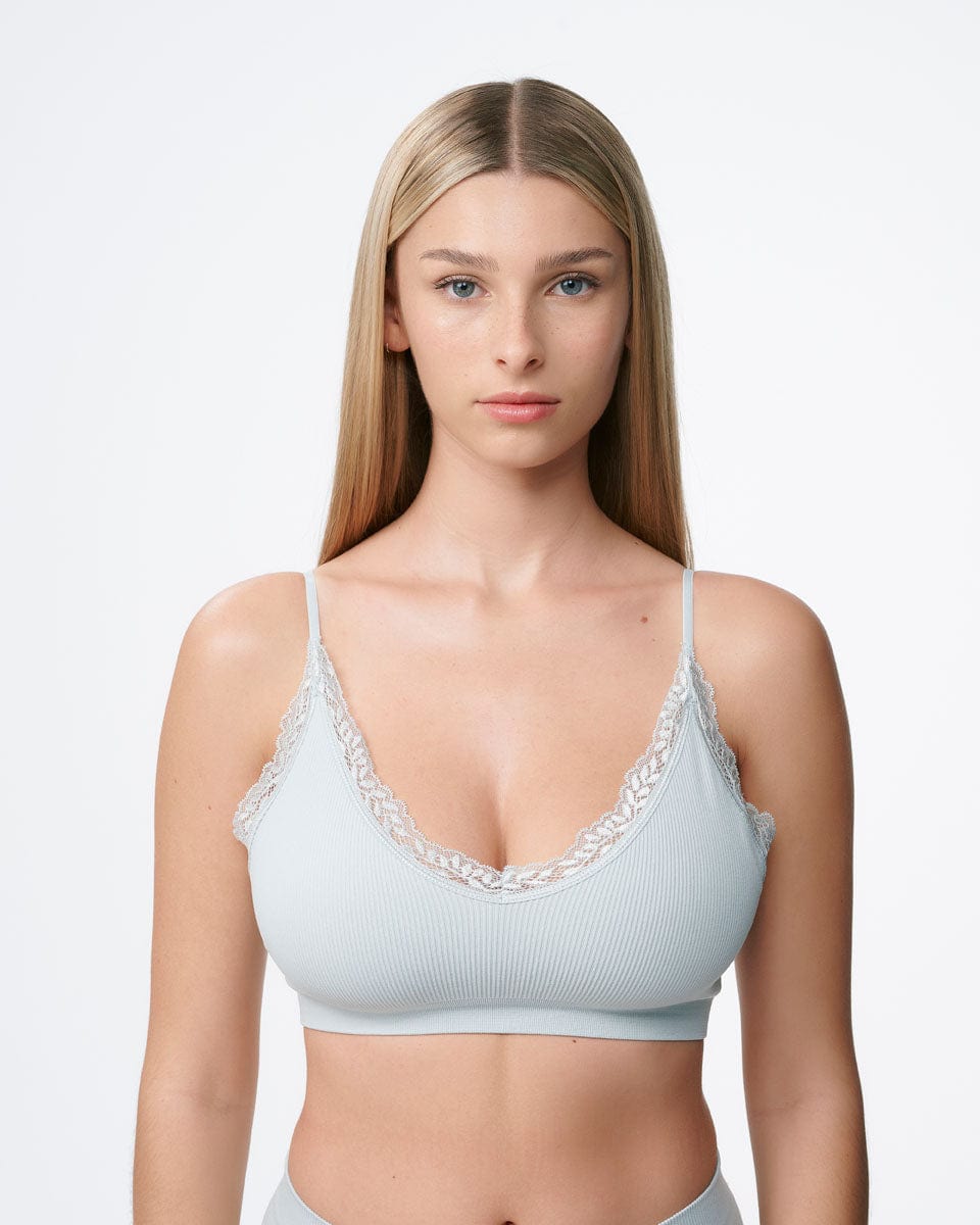 ברלט ריב סימלס בשילוב תחרה  עם קאפ נשלף - MINERAL GREEN – תמונה 1