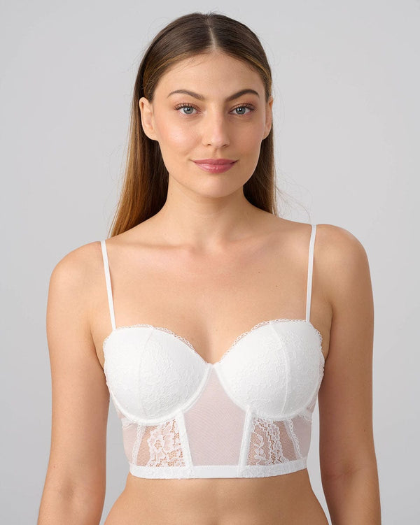 ברלט מרופד עם ברזלים בשילוב  תחרה - IVORY – תמונה 1