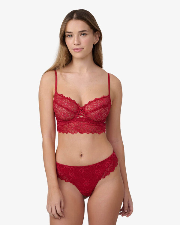 ברלט תחרה עשירה ללא ריפוד - RUBY RED – תמונה 4