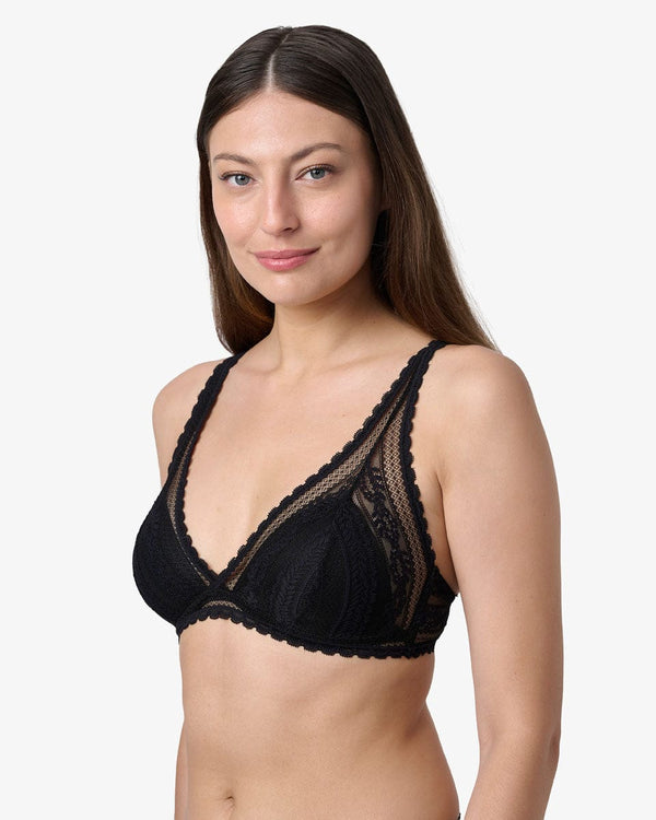 ברלט משולשים  מוארך תחרה  עם קאפ פנימי - BLACK – תמונה 2