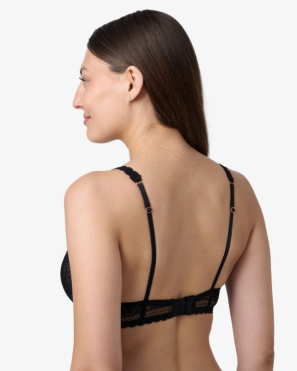 ברלט משולשים  מוארך תחרה  עם קאפ פנימי - BLACK – תמונה 3