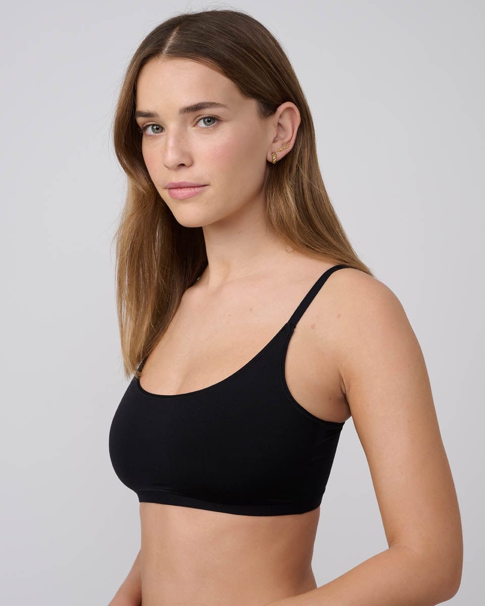 ברלט ללא ריפוד  במפתח scoop  עגול - BLACK – תמונה 2