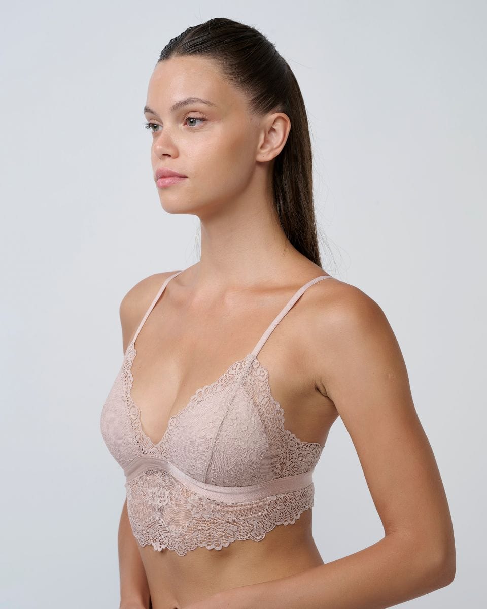 ברלט משולשים כריות מובנות מתחרה עדינה ורומנטית - PALE BLUSH – תמונה 2