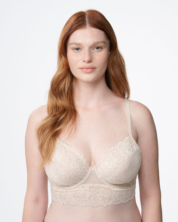 ברלט תחרה עם ברזלים ללא ריפוד במראה חזייה - OATMEAL – תמונה 5