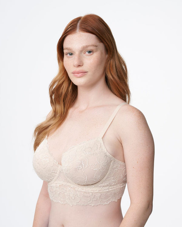 ברלט תחרה עם ברזלים ללא ריפוד במראה חזייה - OATMEAL – תמונה 6