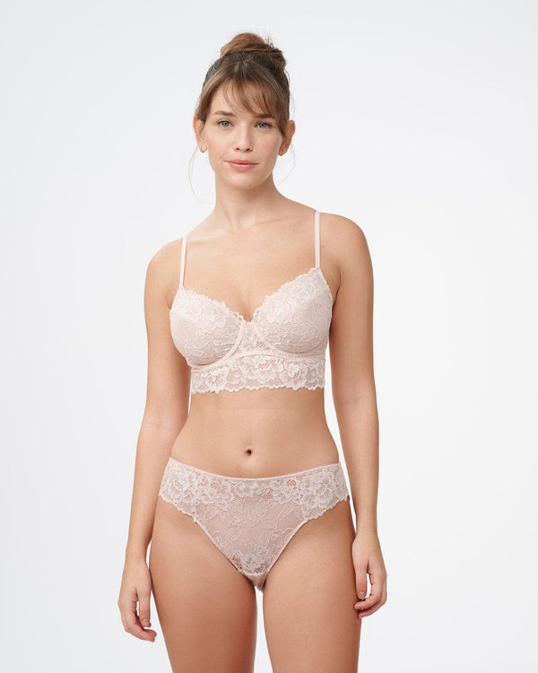 ברלט תחרה עם ברזלים ללא ריפוד במראה חזייה - PALE PINK – תמונה 4