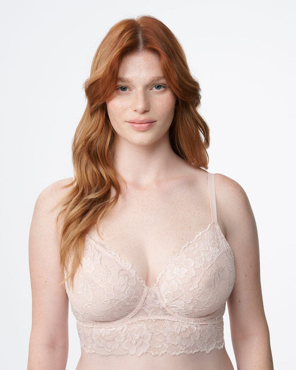 ברלט תחרה עם ברזלים ללא ריפוד במראה חזייה - PALE PINK – תמונה 5